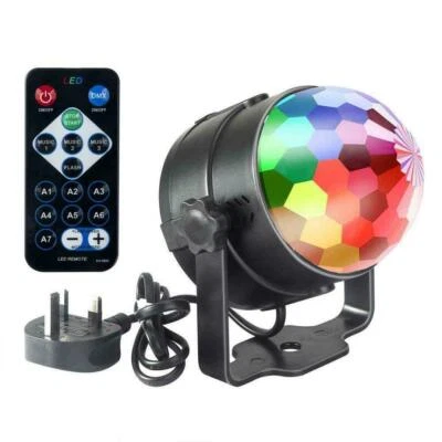 £14.90 • Buy Mini Disco 3W LED RGB Sound Actived Crystal Rotating Glitter Ball Lights Effect
