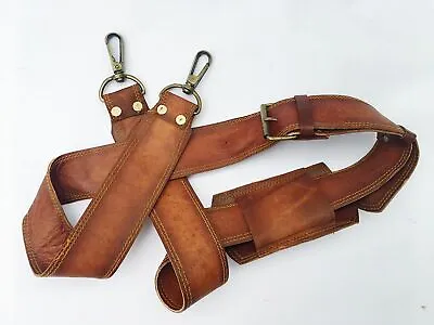 Vintage Tan Leather 1  Shoulder Strap Replacement For Handbags Laptop Briefcase • $25.89