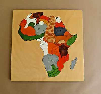 George Luck’s Animal Map Of Africa 1988 Kay Luck Wooden Jigsaw Puzzle • £9.99