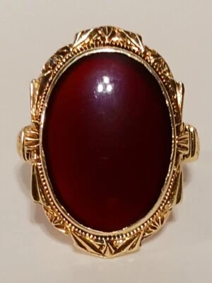 $255 • Buy Antique Vintage Art Deco Carnelian 10K Yellow Gold Ring