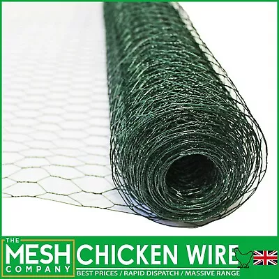 25mm GREEN PVC Chicken Wire Netting Mesh Net Rabbit Aviary Fence 5m X 600mm Roll • £15.99