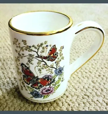 Vtg Porcelain Mug Butterfly Manousakis Keramik Rodos Greece Hand Painted Gold  • $4.89