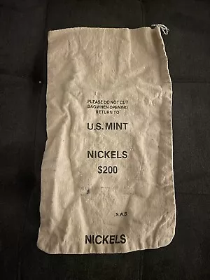 Vintage U.S. Mint Money Bag $200 Nickels Cloth Canvas Sack Coin • $8.99