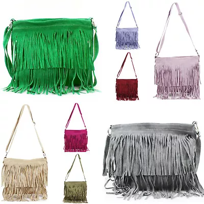 £26.99 • Buy Stylish Double Fringe Ladies Vp-FR12 Leather Tassle Crossbody Women Shoulder Bag
