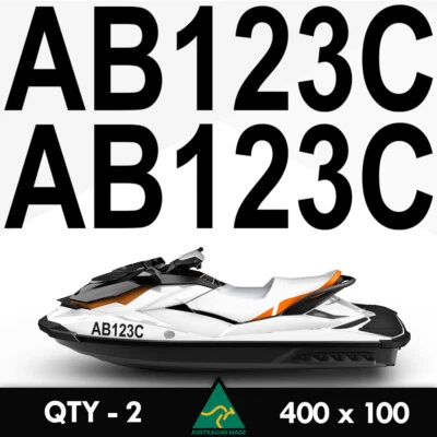 $9.41 • Buy 2 X Jetski Registration Stickers 400mm X 100mm Jet Ski Rego Boat Vinyl Decal