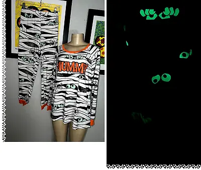Glow In The Dark Mummy  Pajamas Halloween Costume Sleepwear L  Yb** • $15