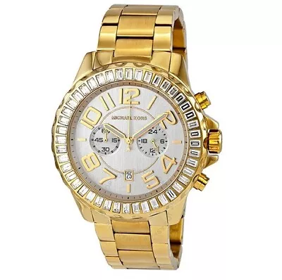 Michael Kors Rox Gold Tone Baguette Crystalgem Stonebracelet Watch-mk5591 • $250.74