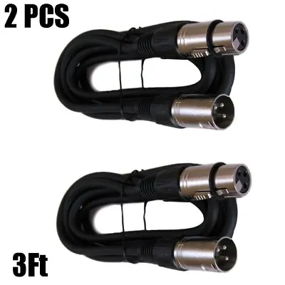 2x 3FT XLR Pro 3Pin Male To Female Mic Microphone Audio Shielded Extension Cable • $11.95