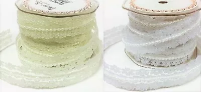 Bertie's Bows Vintage Style 25mm Lace & Pearl Trim - Sold By The Metre Or Roll • £1.75