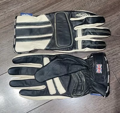 Triumph Leather Motorcycle Gloves XXL Keprotec Schoeller Black And Cream Colour • $47.25