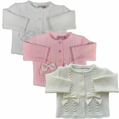 Baby Girl Cardigan BOWS Spanish Cable  • £11.99