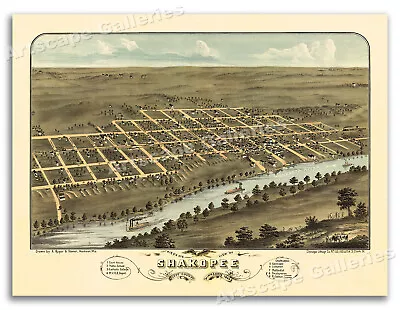 1869 Shakopee Minnesota Vintage Old Panoramic City Map - 24x32 • $24.95