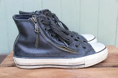 Converse X John Varvatos Black Gray Snake Skin Zipper High Top Sneakers Women 6 • $32.50