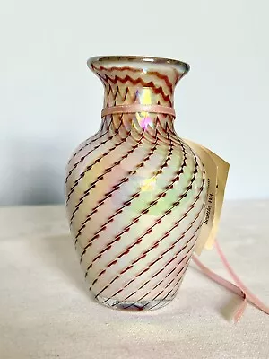 Mt St Helens Iridescent Swirled Studio Art Glass Vase • $42