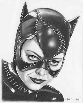 Catwoman 8x10 Original Graphite Drawing Michelle Pfeiffer • $79.20