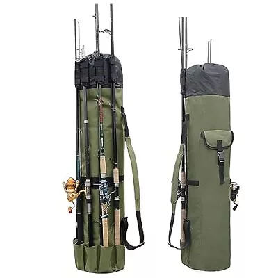 Fishing Rod Bag Pole Holder Fishing Rod Carrier Case Holds 5 Poles Travel Case W • $27.52