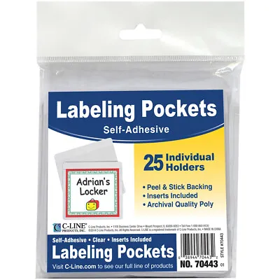 C-Line  Self-Adhesive Labeling Pockets Top Load 3 3/4 X 3 Clear 25/Pack  • $11.99