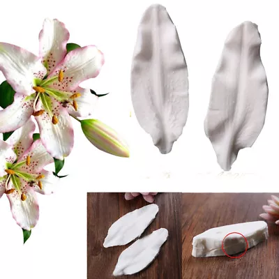 Lily Petal Flower Leaves Silicone Fondant Mold Cake Leaf Veiner Sugarcraft Mould • £2.99