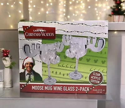 National Lampoons Christmas Vacation Acrylic Moose Mug Wine Glass 2 Pack NEW • $33.99