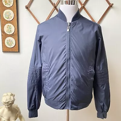 Versace Collection Reversible Bomber Jacket Medusa Navy Blue Taupe Italy 46 US S • $110