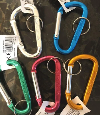 £1.95 • Buy D-Ring Carabiner Clip Key Ring - Split Climbing Hook Style Key Ring - 8cm Long