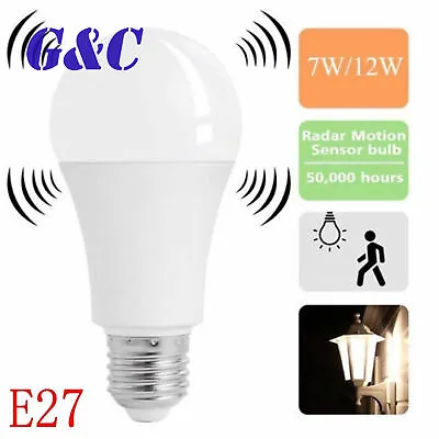 E27 Radar Sensor Ambient PIR Motion 7/12W LED Globe Bulb Light Lamp Practical • $3.69