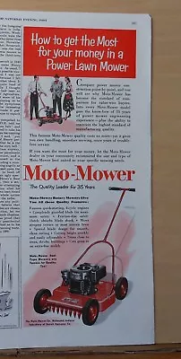 1954 Magazine Ad For Moto-Mower Lawn Mowers - Quality Leader For 35 Years • $3.95