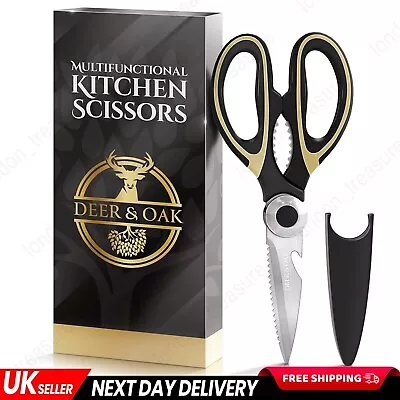 Deer & Oak Premium Kitchen Scissors Heavy Duty - Meat Scissors - Pizza Scissors • £7.69