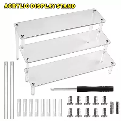 3/4 Tier Transparent Acrylic Riser Removable Rack Display Shelf For Toys Figures • £8.49