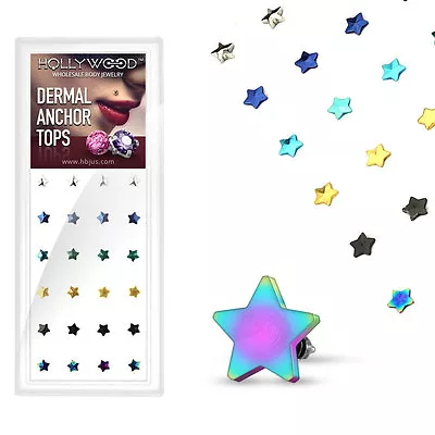 24 Pcs 4mm Flat Titanium IP Star Micro Dermal Anchor Top 14g 6 Colors • $29.99