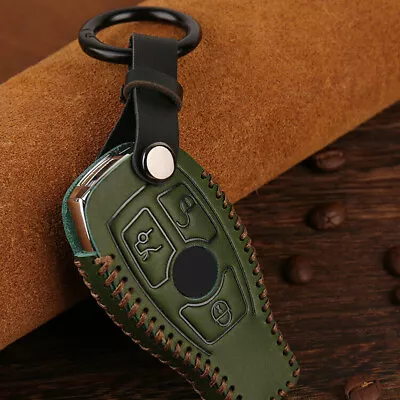 Leather Car Remote Key Case Key Fob Holder Chain Bag For Mercedes Benz AMG C E S • $26.50