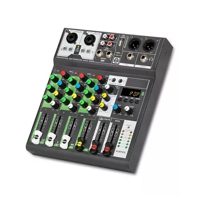 4 Channel Mixer Input 48VPhantom Power Stereo DJ Studio Streaming Mixer • £65.72