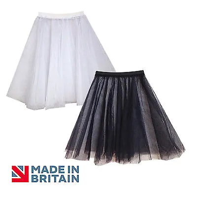 £9.99 • Buy GIRLS Underskirt Petticoat Net 3 Layers Bridesmaid Prom Dress BLACK WHITE