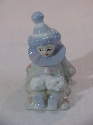 Vtg Ceramic Clown Girl W/Puppy Figurine China Unbranded A • $9.95