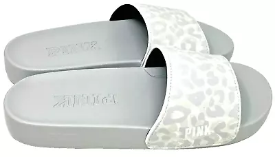 Victoria's Secret Slides Sandals 7 / 8 M Single Strap Gray Leopard Medium • $28.79