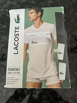 NWT Lacoste 100% Cotton V-Neck Package Of 3 BLACK T-Shirts Men's X-Large BL • $34.99