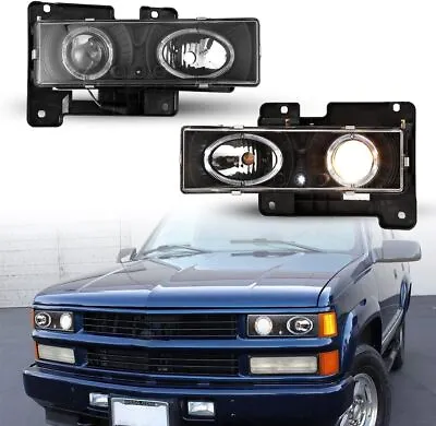 Projector Headlights For 1988-1998 Chevy GMC C/K Suburban Blazer Tahoe Black • $89.99