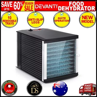 Devanti Food Dehydrator 10 Trays Commercial Fruit Dehydrators Beef Jerky Dryer • $136.89