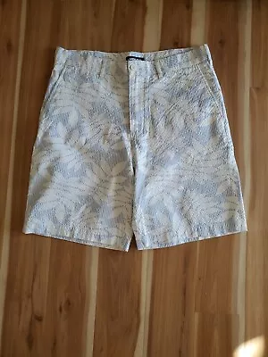 Lands' End Men's Tropical Seersucker Blue White Classic Short Sz 32 Floral • $12.99