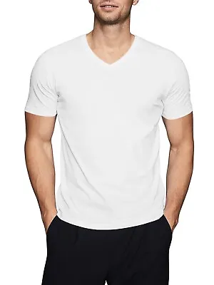 Mens V Neck T Shirt Short Sleeve Slim Fit Casual Plain Tee Top Soft Cotton • $7.99