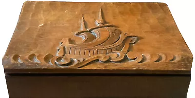 £25 • Buy Superb Arts And Crafts Cigar Box With Relief Decoration Of A Galleon At Sea