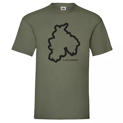 Lancashire Map Outline T-Shirt Birthday Gift • £13.49