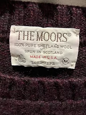 The Moors Sweater Men’s Medium Shetland Wool Scotland Pullover Burgundy Vintage • $79.95