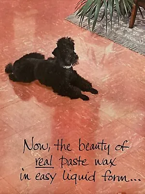 Retro Black Poodle On Pink Linoleum Floor Vintage 1959 Beautiflor Wax Print Ad • $17.23