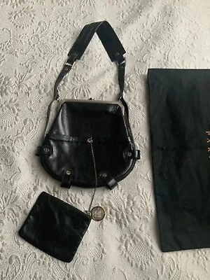 Woman's Lanvin Cracked Effect Leather Bag With Attached Coin Purse • £300