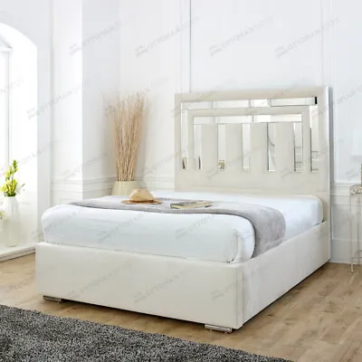 £699.95 • Buy Luxury Mirrored Bed Upholstered Divan Ottoman Storage Bed Frame Base & Headboard