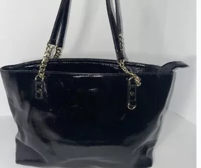 Michael Kors Jet Set Shiny Black Patent Leather Chain Tote EUC $268 Carried Once • $49