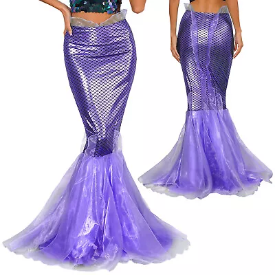 US Women's High Waist Mermaid Tail Maxi Skirt Mermaid Princess Cosplay Costume  • $23.49