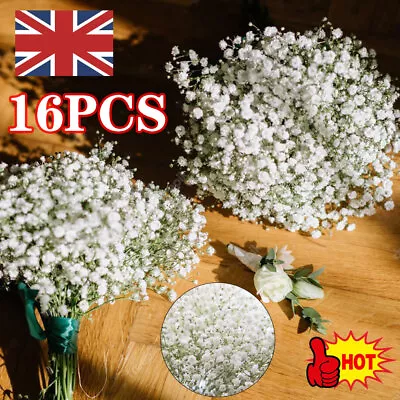 16PC Artificial Gypsophila Fake Flowers Baby's Breath Silk Bouquet Wedding Decor • £2.99
