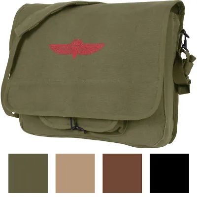 Canvas Israeli Military Paratrooper Emblem Shoulder Messenger Bag • $29.99